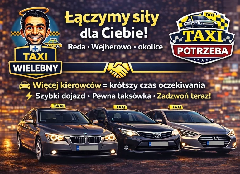 Baner informacyjny o firmie TAXI POTRZEBA